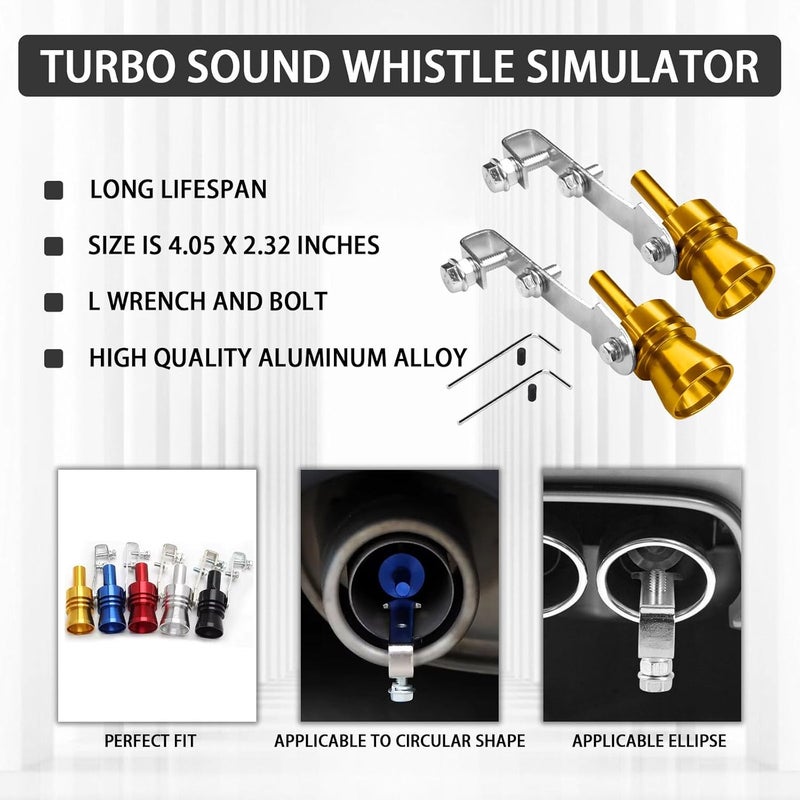 Hirificing 2PCS Exhaust Turbo Whistle, Loud Turbo Sound Booster Exhaust Muffler Pipe Aluminum Alloy Whistle,Car Roar Maker Turbo Sound Enhancer Whistle Simulator(XL-Gold) - Image 3